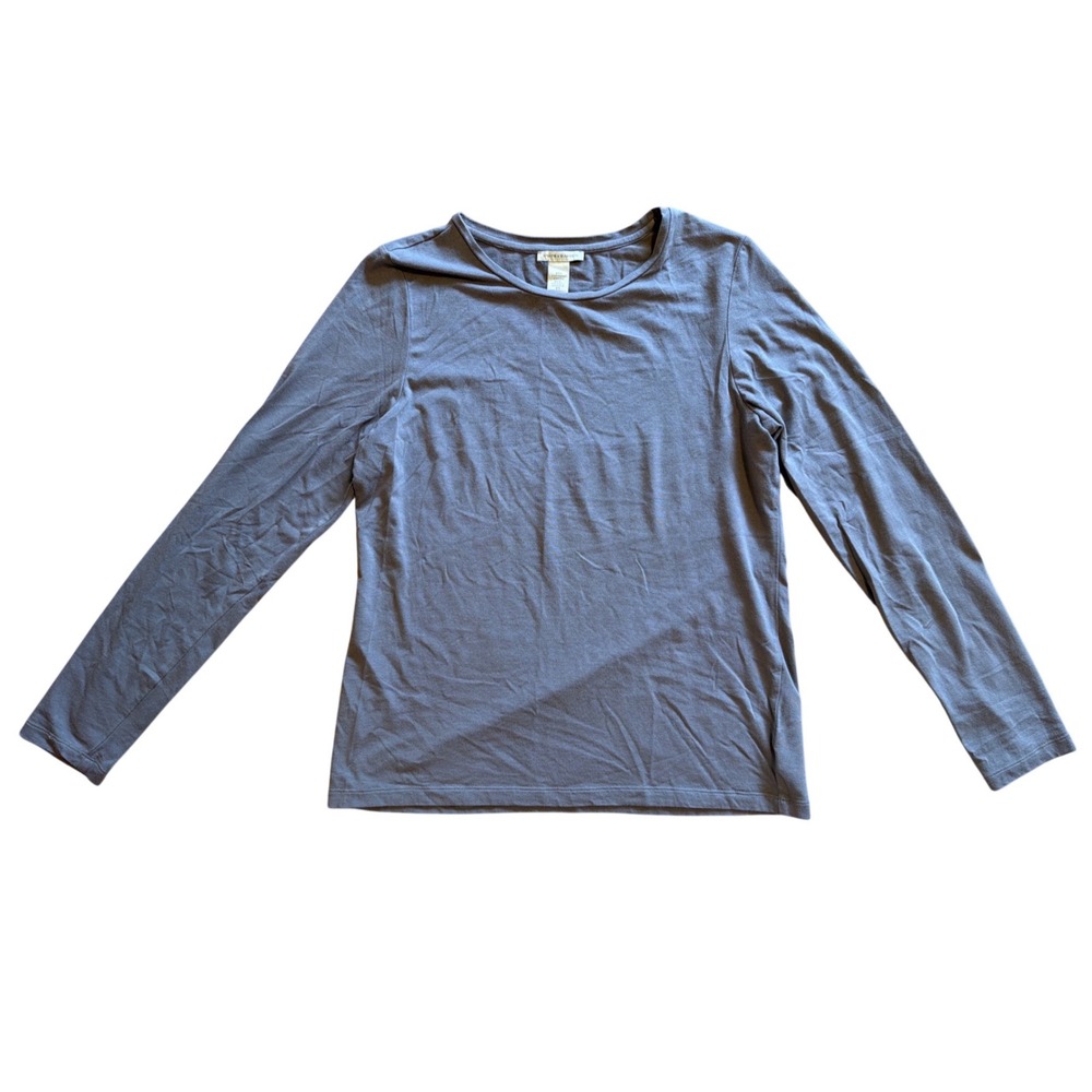 White + Warren Long Sleeve Crewneck Cotton Modal Blend Top Gray XL Casual Chic